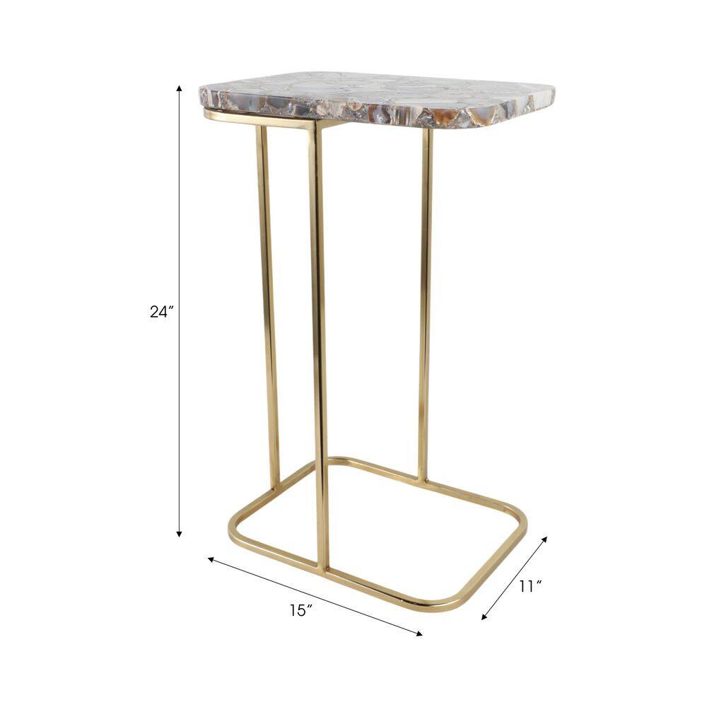 15 in. Black Rectangle Stone Agate Top Contemporary End Table - thumbnail 2