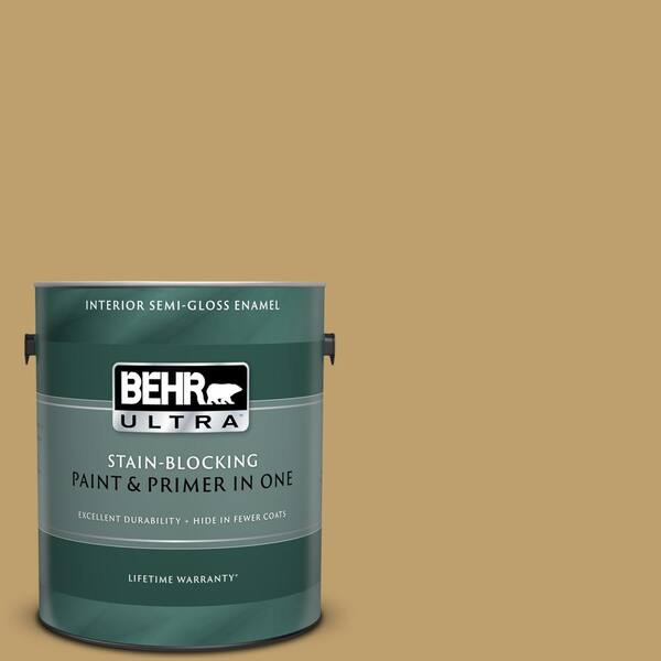 BEHR ULTRA 1 gal. #UL180-24 Ground Cumin Semi-Gloss Enamel Interior Paint and Primer in One