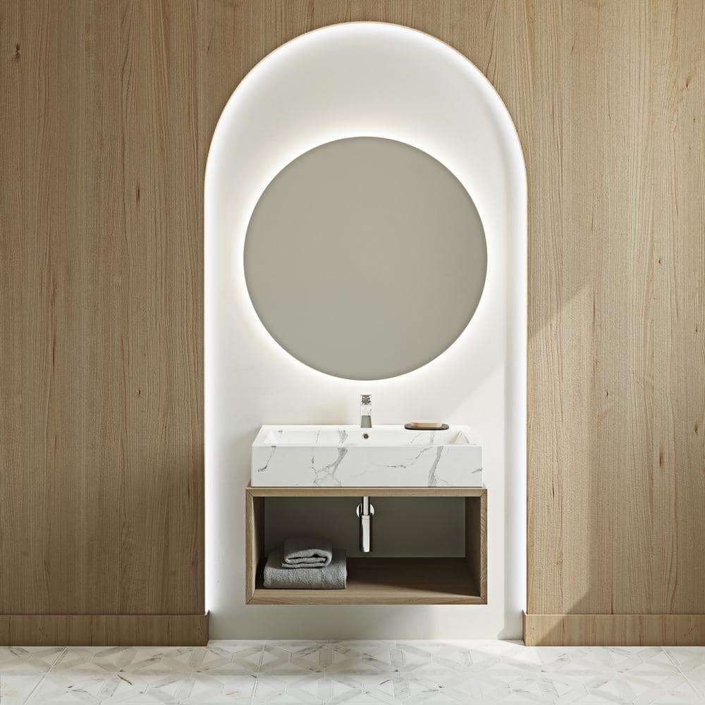 Voltaire Wide White Marble Ceramic Vessel Sink