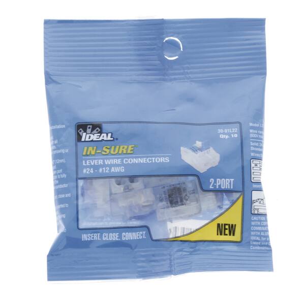 IDEAL - In-Sure Lever Wire Connector, 12 AWG, 2-Port, Bag of 10