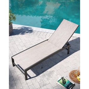 1-Piece Adjustable Aluminum Outdoor Chaise Lounge in Earth