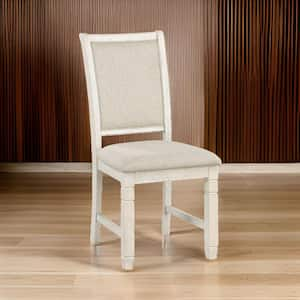 Beige and Off White Polyester Curved Back Dining Chair (Set of 2)