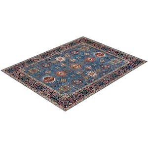 Light Blue 7 ft. 11 in. x 10 ft. 0 in. Serapi One-of-a-Kind Hand-Knotted Area Rug