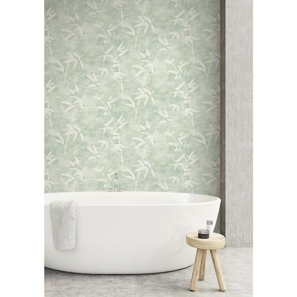 Seafoam Honshu Bamboo Paper Unpasted Wallpaper Roll (56 sq. ft.)