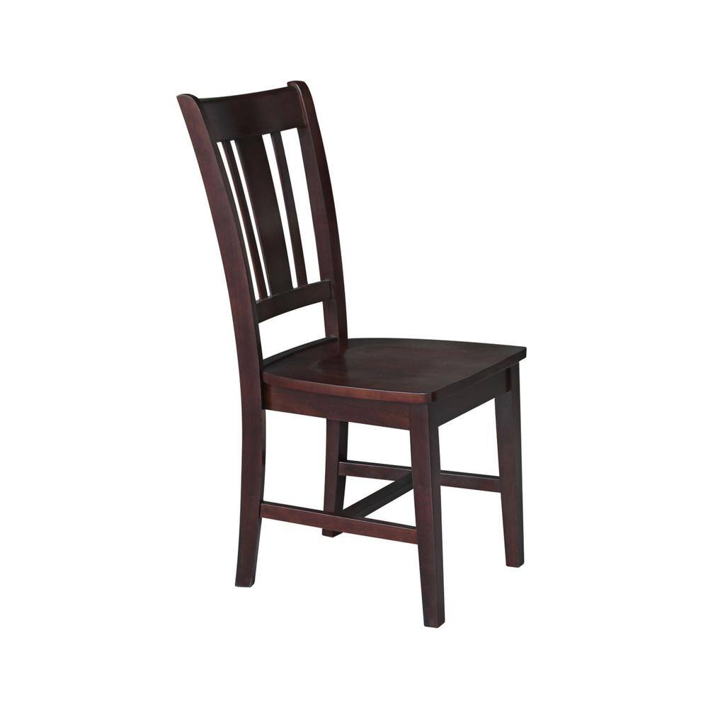 San Remo High Slat Back Solid Parawood Side Chair in Rich Mocha