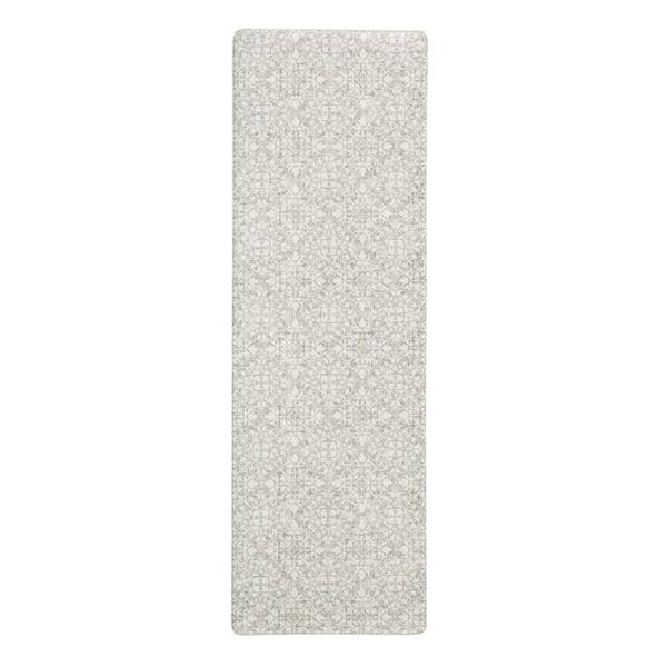 TOWN & COUNTRY LIVING Basic Comfort Plus Vintage Medallion Warm Grey 18 in. x 55 in. Indoor Anti Fatigue Runner Mat