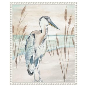 "Heron" by Beach Grass I" by Elizabeth Medley 1-Piece Floater Frame Giclee Animal Canvas Art Print 20 in. x 16 in.