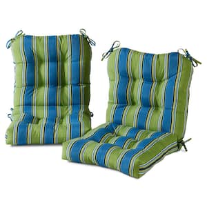 21 in. x 42 in. Outdoor Dining Chair Cushion in Cayman Stripe (2-Pack)