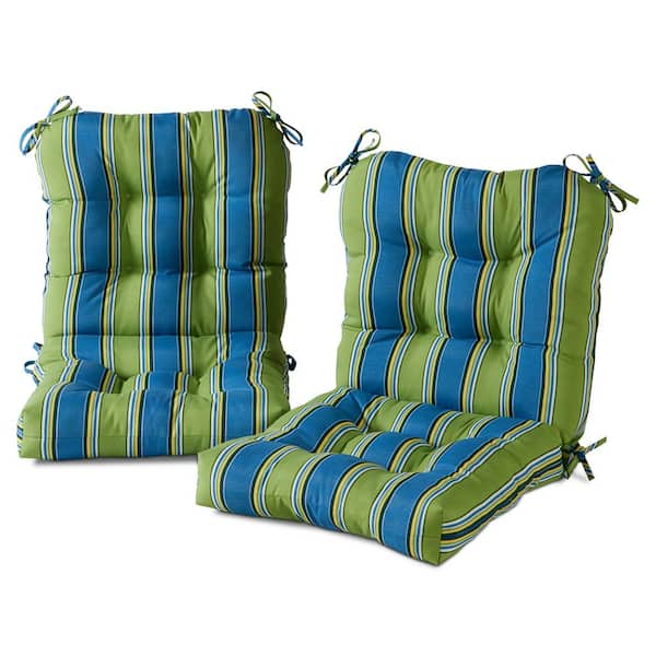 Greendale Home Fashions 21 in. x 42 in. Outdoor Dining Chair Cushion in Cayman Stripe (2-Pack)