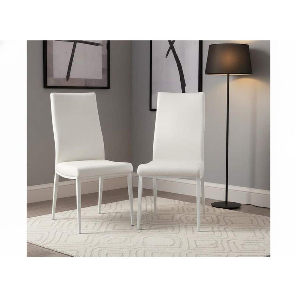 Keziah White Leatherette Crocodile Textured High Back Side Chair (Set of 2) price history on PriceWatchPro