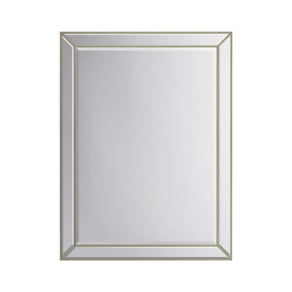 A&E Gail 30 in. W x 40 in. H Large Rectangular Glass Framed Wall Bathroom Vanity Mirror in Beaded