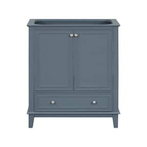 30 in. W Bath Vanity Cabinet without Top in Blue, Multi-functional Bathroom Cabinet, Solid Wood Frame, MDF Board