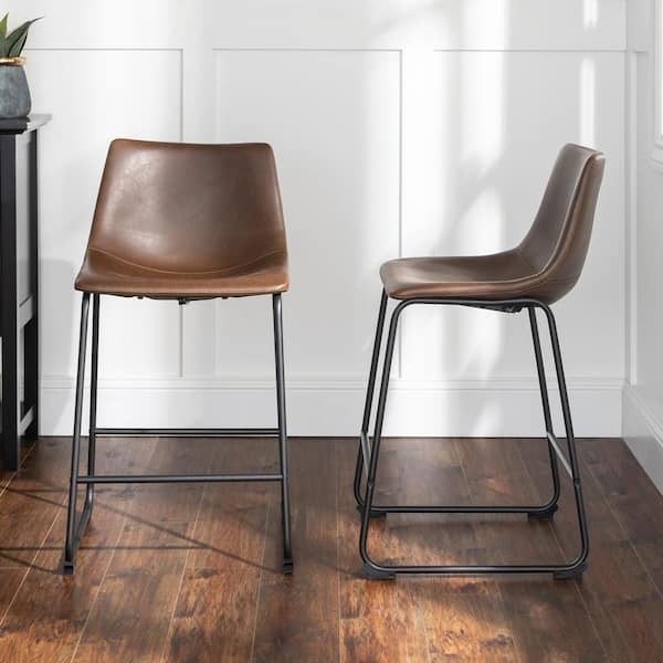 Walker Edison Furniture Company Wasatch, Leather Bar Stool Set Of 2