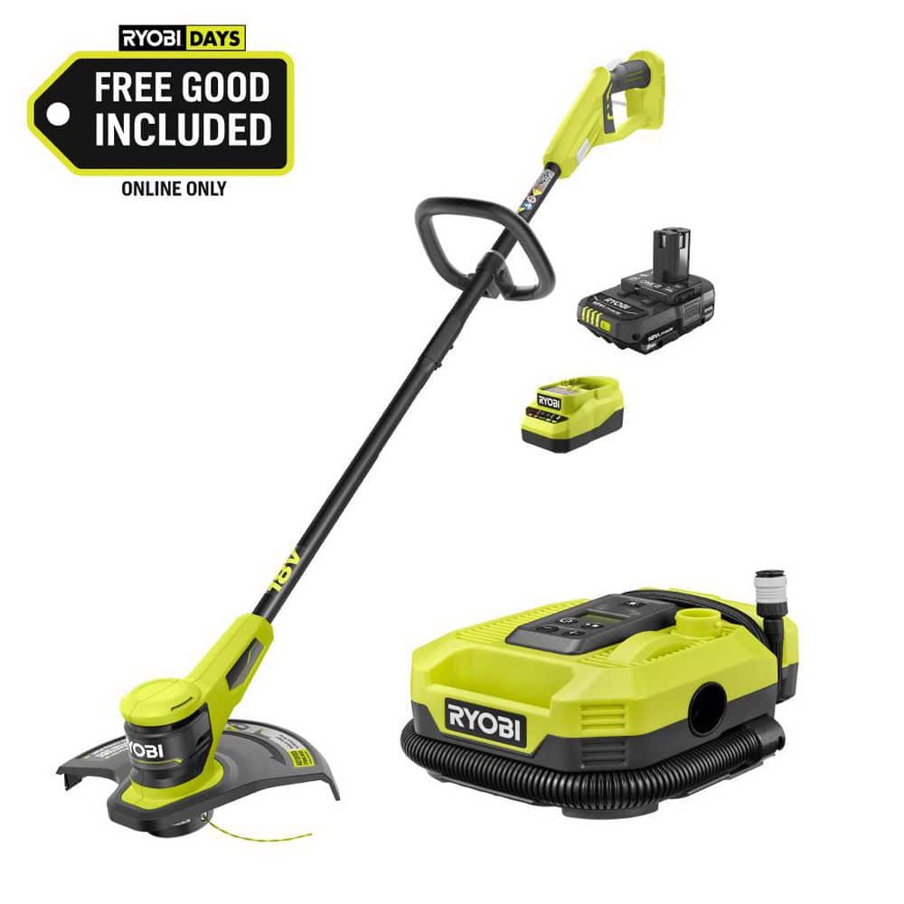 RYOBI ONE+ 18V 13 in. Cordless Battery String Trimmer with 2.0 Ah ...