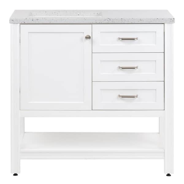 Northwind 37 in. Single Sink White Bath Vanity with Silver Ash Cultured Marble Top (Assembled)