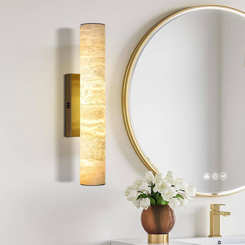 2-Light Dimmable LED Alabaster Brass Wall Sconces, Modern Bathroom Sconces, for Living Room, Bedroom(1PCS) price history on PriceWatchPro
