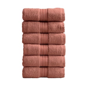 Orange Solid 100% Cotton Ribbed Bath Towel (Set of 6)