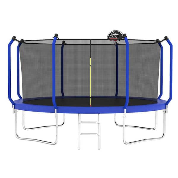 Unbranded 12 ft. Trampoline with Basketball Hoop, ASTM Approved Reinforced Type Outdoor Trampoline with Enclosure Net