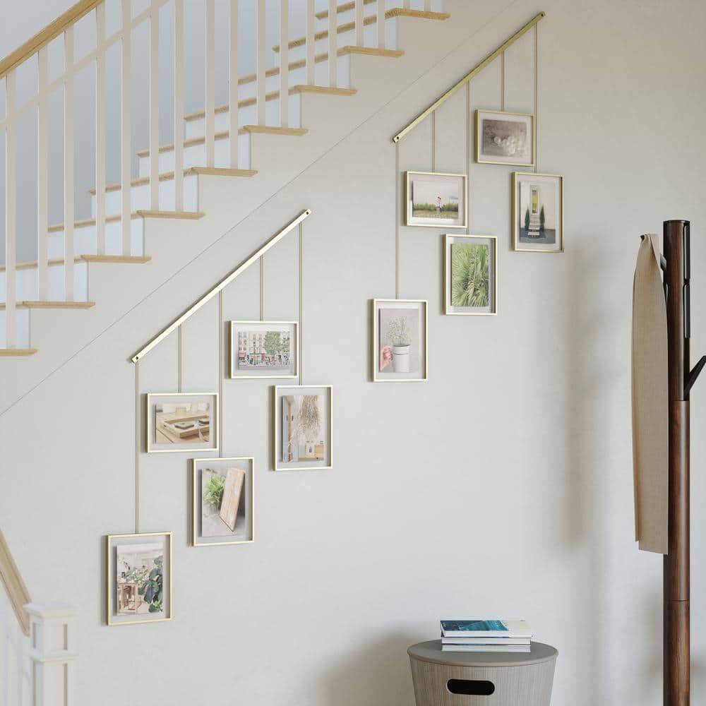 Matte Brass Floating Wall Collage Frame Set, 5-Piece