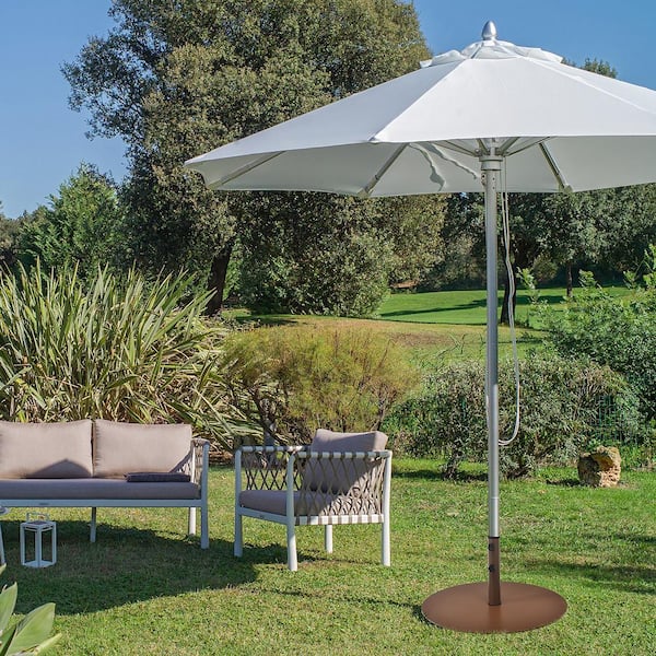 59 lbs. Metal Plastic Patio Umbrella Base in Brown Round