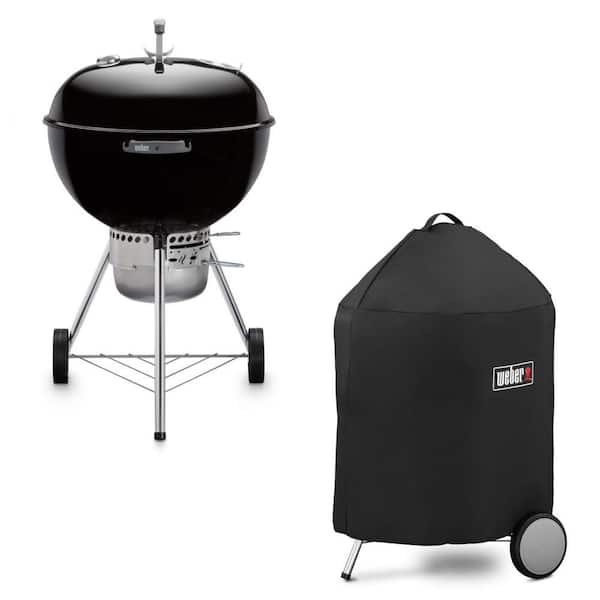 Original Kettle Premium 22 in. Charcoal Grill in Black with Built-In Thermometer with Premium Grill Cover