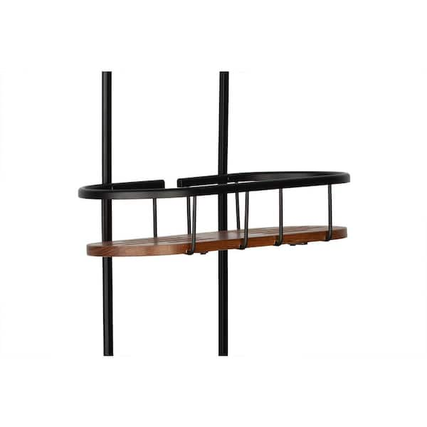 tia large over the showerhead rustproof shower caddy, teak shelves