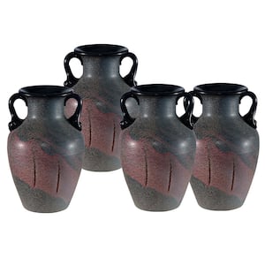 Myria 6 in. 4-Piece Black Hand Blown Art Glass Vase Set