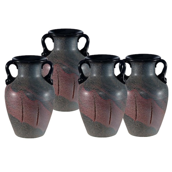 Springdale Lighting Myria 6 in. 4-Piece Black Hand Blown Art Glass Vase Set