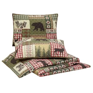 Dorset 3-Piece Green Lodge Cotton King Quilt Set