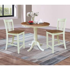 Laurel Hickory/Shell 36 in. x 48 in. Solid Wood Oval Top Counter-Height Pedestal Base Dining Table Seats 4