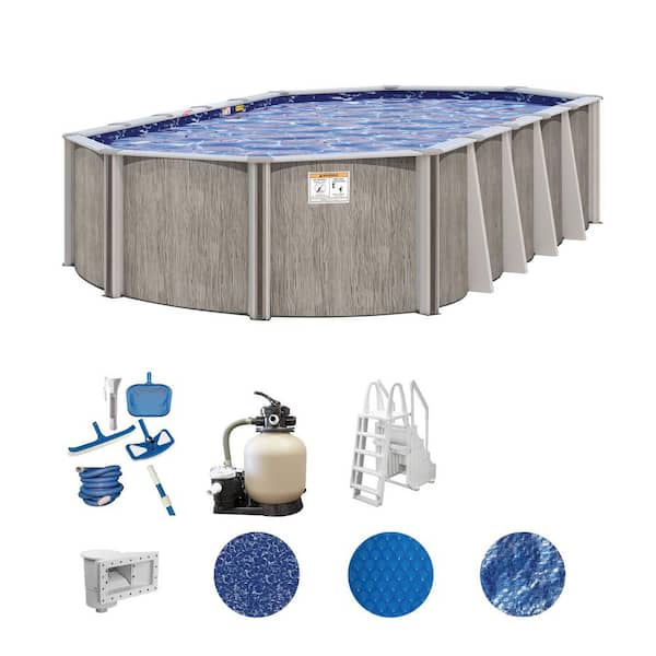 Aspen Wood 12 ft. x 24 ft. Oval 54 in. Deep Above Ground Deluxe Hard Sided Pool Package