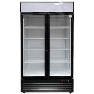 44 in. 34.3cu. ft. Commercial Refrigerator Merchandiser 2 Glass Door in Black Stainless Steel