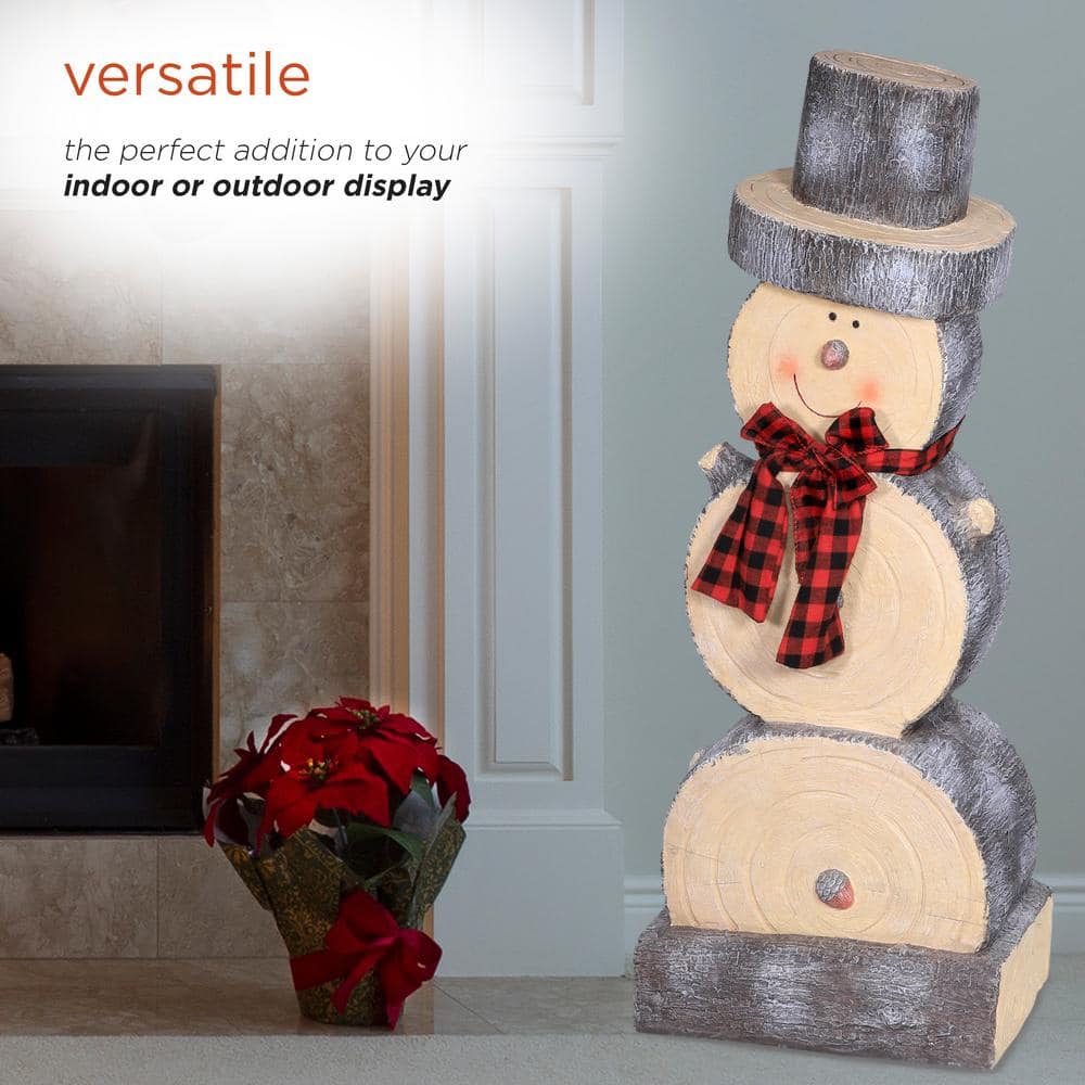 38" Rustic Wooden Snowman Holiday Table Decor
