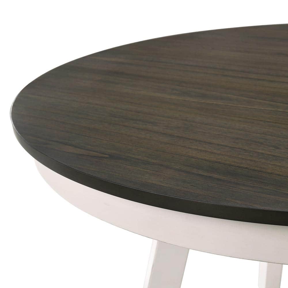 Maisie Round Extendable White and Brown Wood Dining Table