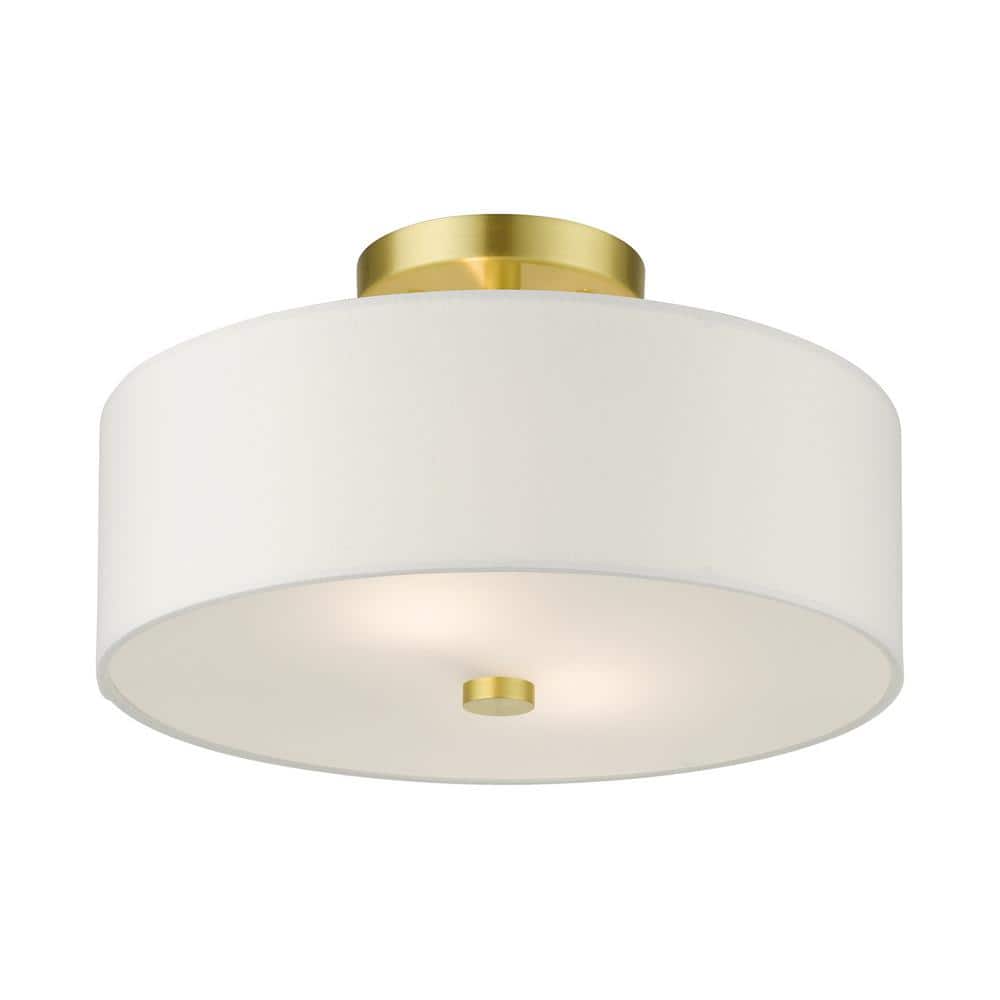 Meridian Satin Brass 2-Light LED Drum Semi-Flush Mount