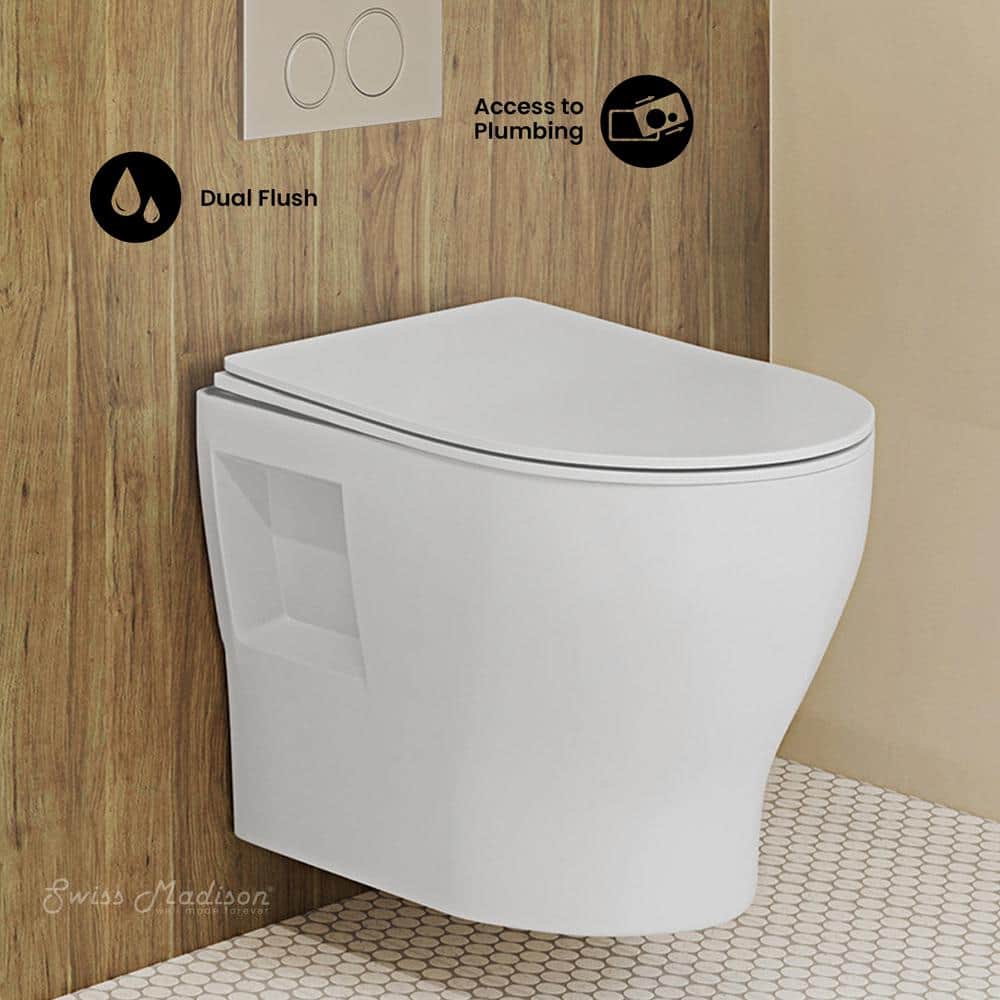 Ivy II Glossy White Ceramic Wall-Hung Elongated Toilet Bowl