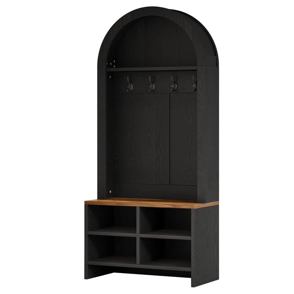 Carmalita Black 70.9 in. Tall Arched Hall Tree Coat Rack with Entryway Bench, Shoe Storage, 5 Hooks, Mudroom, Entryway price history on PriceWatchPro