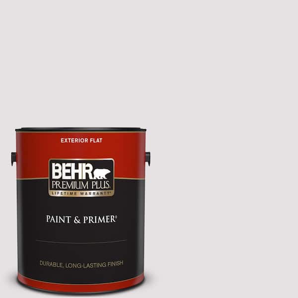 BEHR PREMIUM PLUS 1 gal. #PR-W02 Early Crocus Flat Exterior Paint & Primer