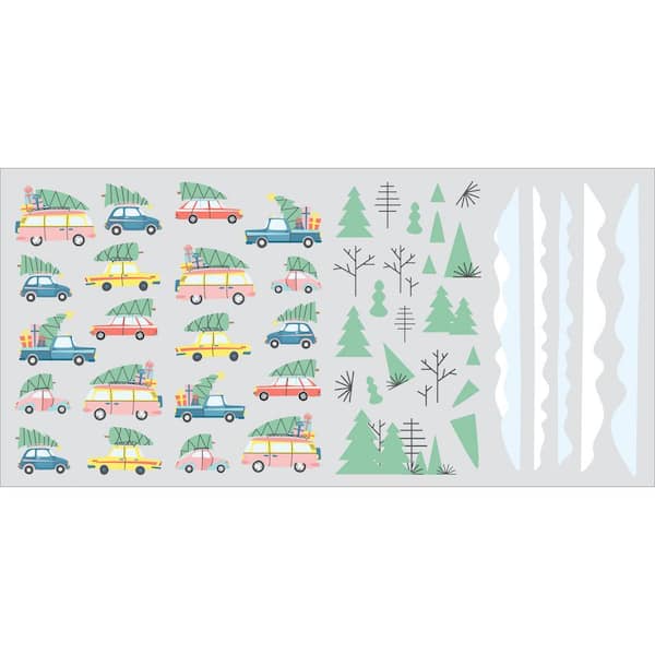 RoomMates Retro Christmas Cars Multi-Colored Vinyl Wall Decal