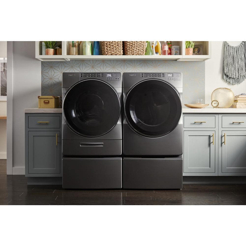 Whirlpool 7.4 Cu Ft Chrome Shadow Stackable Electric Dryer with Steam