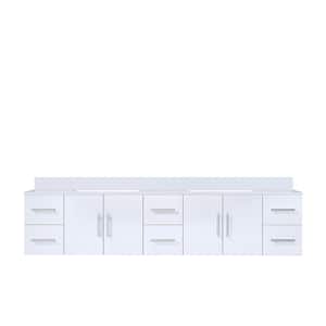 Geneva 84 in. W x 22 in. D Glossy White Double Bath Vanity and Cultured Marble Top
