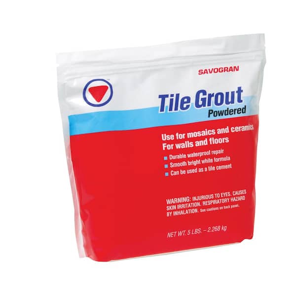 SAVOGRAN 12842 5 lbs. Tile Grout White Waterproof Powder Mix With Water