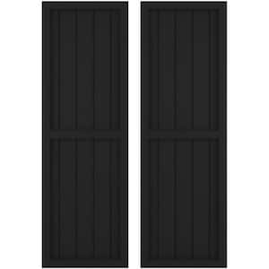 17-1/2-in W x 48-in H Americraft 5 Board Exterior Real Wood Two Equal Panel Framed Board and Batten Shutters Black