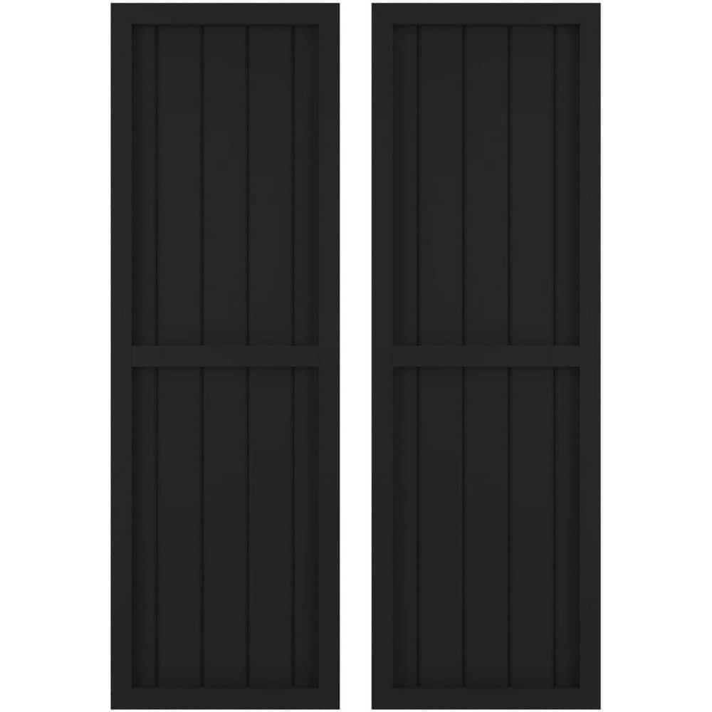 17-1/2 in. W x 75 in. H Americraft 5 Board Exterior Real Wood Two Equal Panel Framed Board and Batten Shutters Black price history on PriceWatchPro