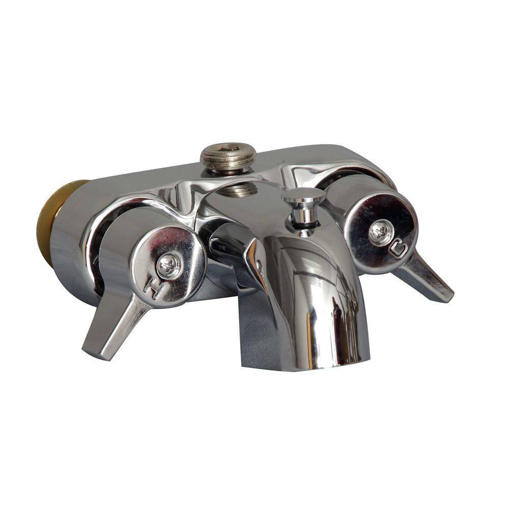 Chrome Wall Mounted 2-Handle Bathroom Faucet with Diverter