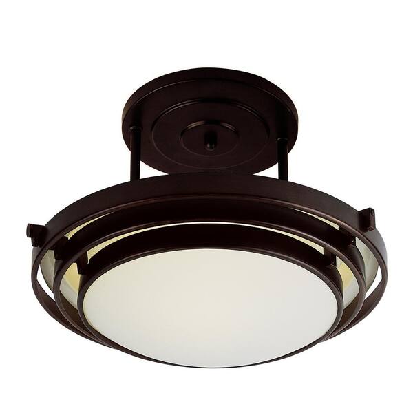 Bel Air Lighting Stewart 1-Light Rubbed Oil Bronze CFL Ceiling Semi-Flush Mount Light