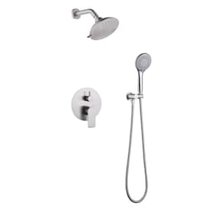 Single Handle 5-Spray Shower Faucet 1.8 GPM with Pressure Balance Brass Rain Wall Mount Shower System in. Brushed Nickel