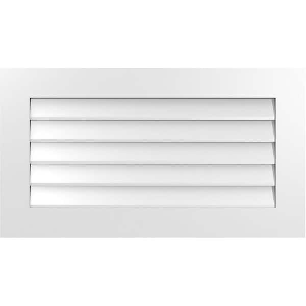 Ekena Millwork 36" x 20" Rectangular White PVC Paintable Gable Louver Vent Non-Functional