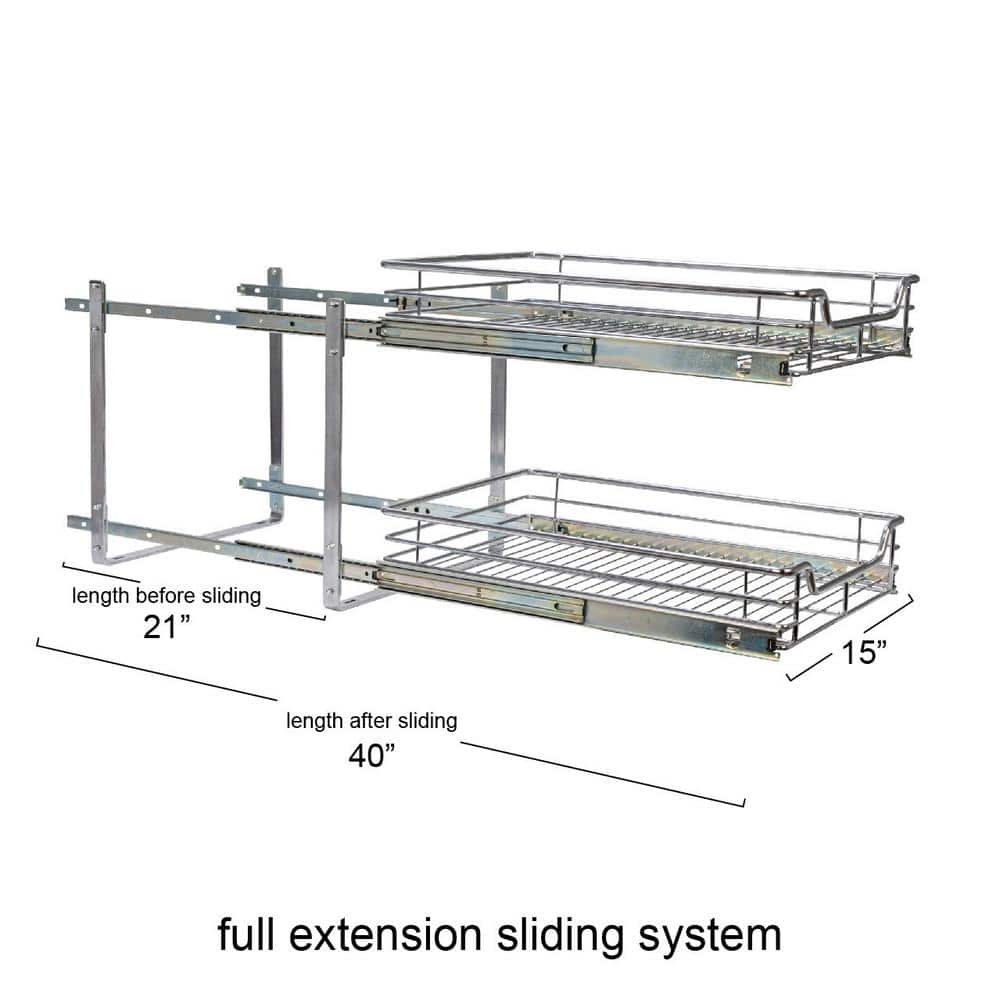 Chrome Dual-Tier Pull-Out Cabinet Organizer