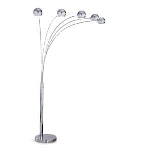 Orbs 84 in. Chrome Finish 5-Light Dimmable Arch Floor Lamp